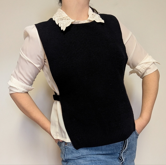 Gerard Darrel Navy Layering Vest Wool/Cotton Blend Size XS/S - Picture 1 of 13